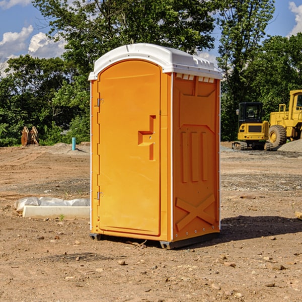 how often are the portable restrooms cleaned and serviced during a rental period in Moro OR